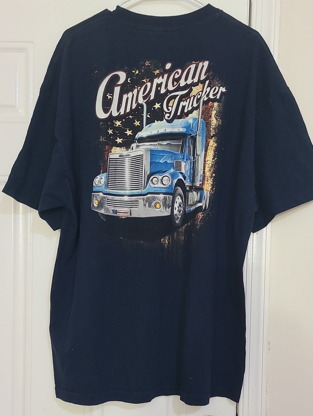 Alstyle Men's Navy T-Shirt with Blue Truck Graphic